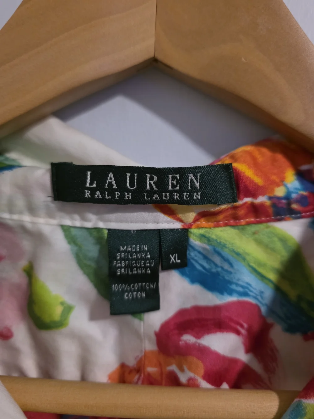 Lauren Ralph Lauren Floral Button Down Shirt XL Cotton Bright Summer Blouse - Picture 4 of 9